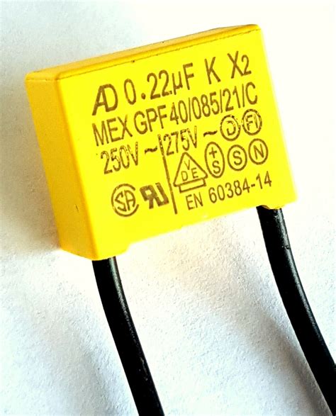 0 22uF 275v 220n K 40 85 21 X2 AD Safety Capacitor Pitch 15mm