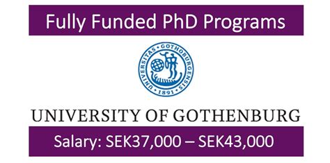 07 Fully Funded PhD Programs At University Of Gothenburg Sweden