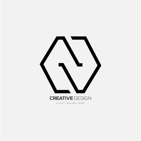 Premium Vector Creative Letter N Negative Space Hexagon Logo