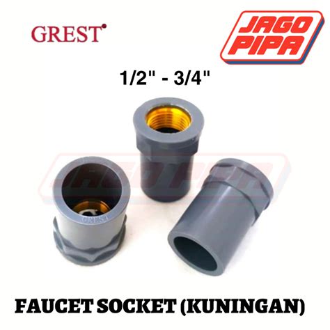 Jual Grest Sock Drat Dalam Kuningan 1 2 3 4 Inch Faucet Socket Metal