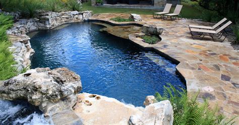 Freeform With Large Flagstone Deck Rustic Pool Austin By Fossil