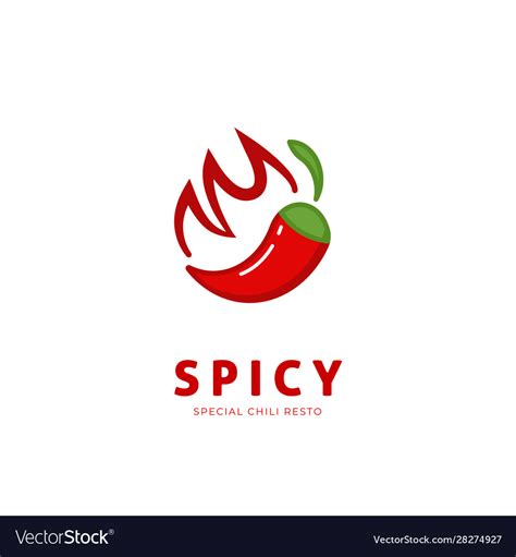 Spicy Chili Logo With Fire Symbol Icon Resto Vector Image