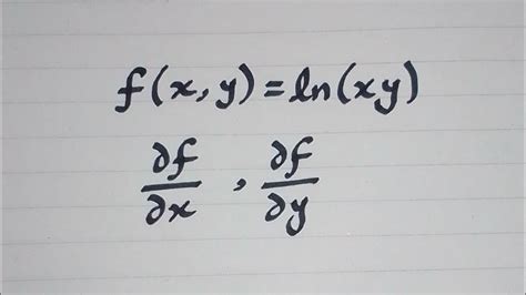 Partial Derivative Of F X Y Ln Xy W R T X And Y Partial