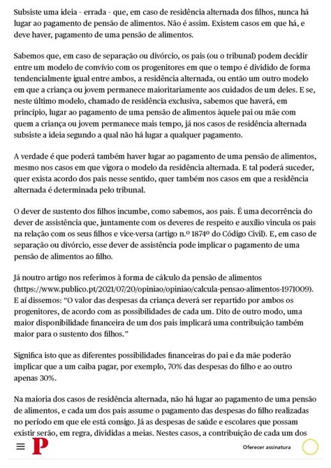 Pensão De Alimentos E Residência Alternada Dos Filhos Artigo De