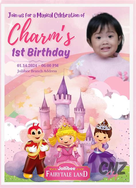 Customizable Jollibee Birthday Invitation Design Digital Link Etsy