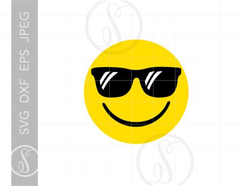 Smiley Face Sunglasses Svg Clipart Smiley Face Silhouette Etsy