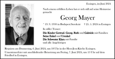 Traueranzeigen Von Georg Mayer Ostalbtrauer