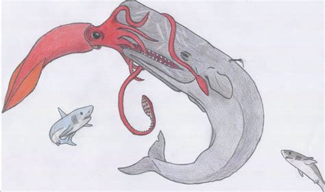 Sperm whale v.s Giant squid by Dark-Hyena on DeviantArt