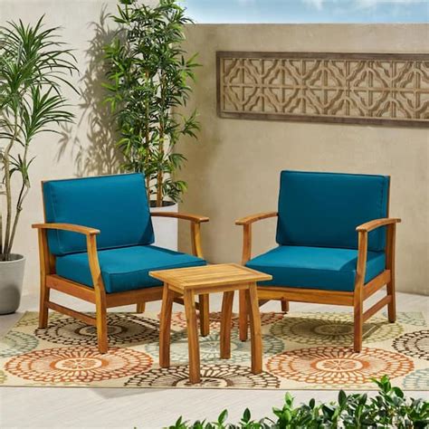 Noble House Perla Teak Brown Piece Wood Patio Conversation Seating