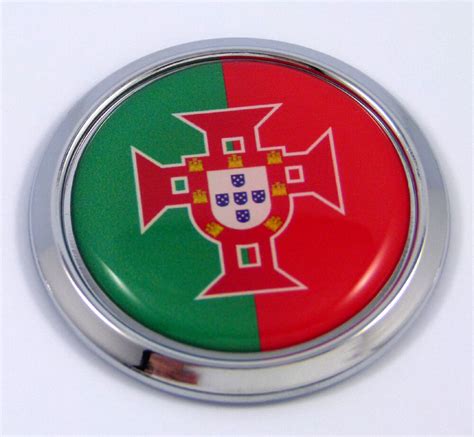 Portugal Portugues Round Flag Car Chrome Decal Emblem Bumper Sticker