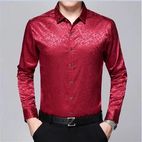 Nueva Llegada Camisa De Seda Satinada Para Hombre Moda Vestido Floral