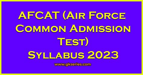 Afcat Air Force Common Admission Test Syllabus