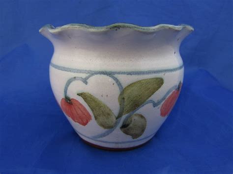 Studio Pottery Planter White Earthenware Planter With Hand Etsy Uk