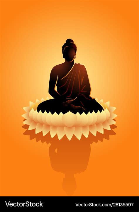 Buddha Meditating On Water Lotus Flower Royalty Free Vector