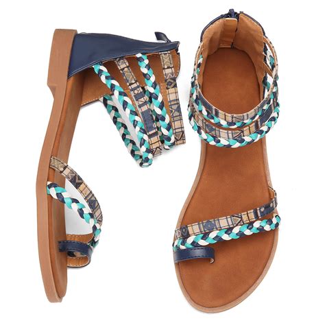 Gracosy Summer Ethnic Style Gladiator Flat Sandals For Women