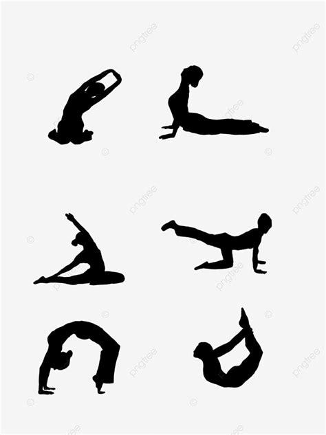 Black Fitness Silhouette PNG Free, Black Yoga Fitness Silhouette Design ...