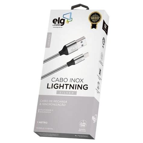 Cabo Lightning Usb Elg Inx Sl Inox Blindado Metro Prata