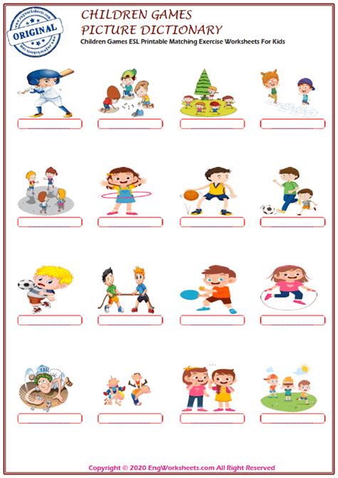 Children Games Printable English Esl Vocabulary Worksheets Engworksheets