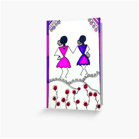 Warli Girls Folk Art From India Greeting Card By Manjiri Redbubble