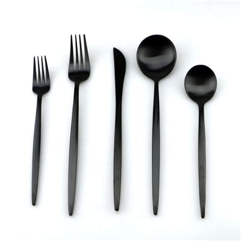 Pcs Lot Black Cutlery Set Stainless Steel Dinnerware Set