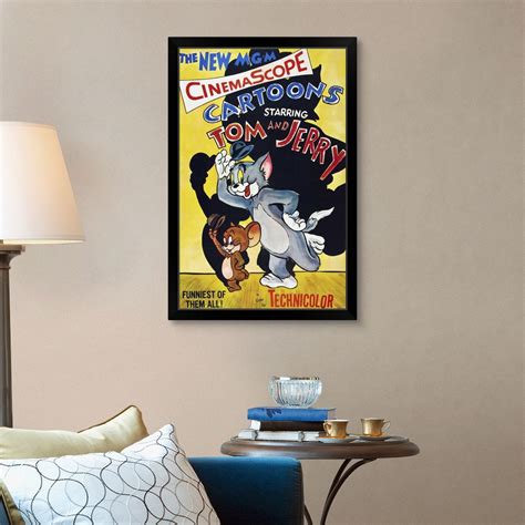 Tom And Jerry Vintage Cartoon Poster Black Framed Wall Art Print