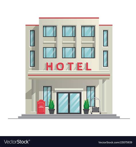 Simple modern hotel building Royalty Free Vector Image