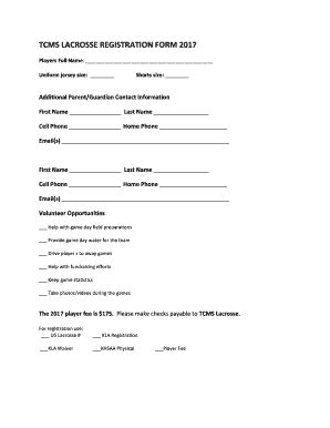 Fillable Online Tcms Fcps Tcms Lacrosse Registration Form Tcms