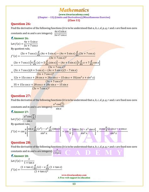 NCERT Solutions For Class 11 Maths Chapter 13 Miscellaneous Exercise