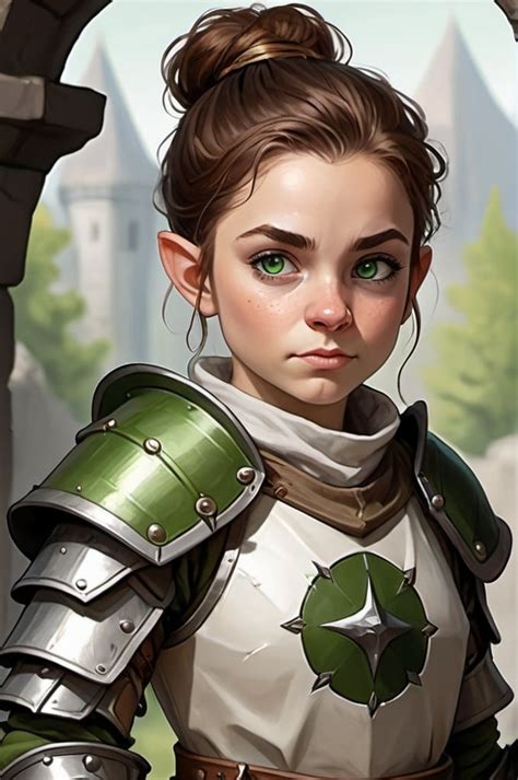 Female Halfling Cleric With Brown Hair In A Messy Bu