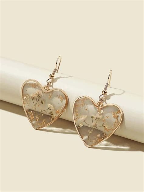 Floral Heart Drop Earrings Romwe Usa Fancy Jewellery Girly Jewelry