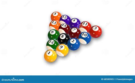 Pool Balls In Various Colors Billiard Balls Arranged On White