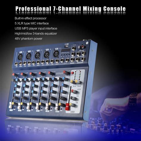 Ammoon F7 USB 7 Channel Digital Mic Line Audio Sound Mixer Mixing