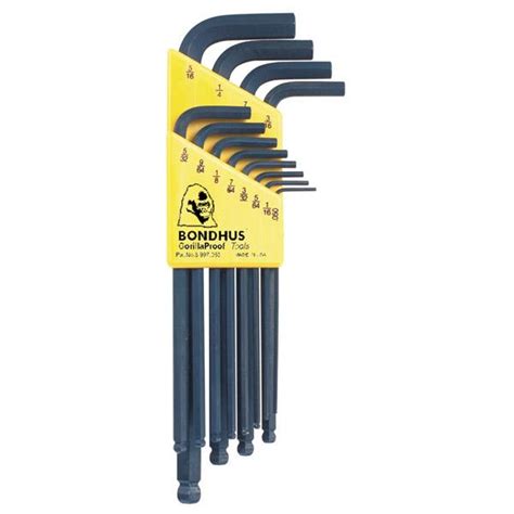 Bondhus BLX12 Ballpoint L Wrench Imperial Hex Key Set 0 050 5 16mm