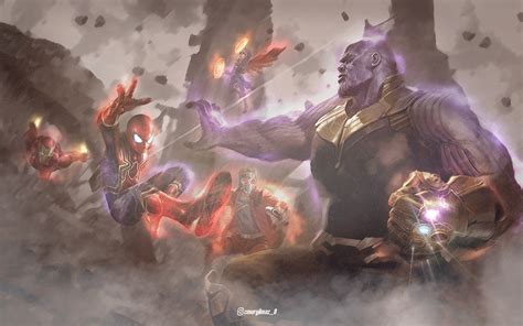 X Avengers Fighting With Thanos X Resolution Hd K