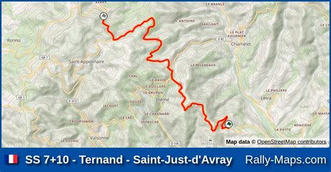 SS 7 10 Ternand Saint Just d Avray stage map Rallye Rhône