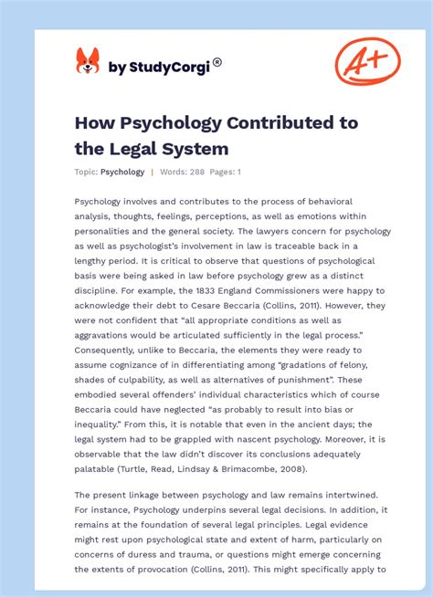 How Psychology Contributed to the Legal System | Free Essay Example