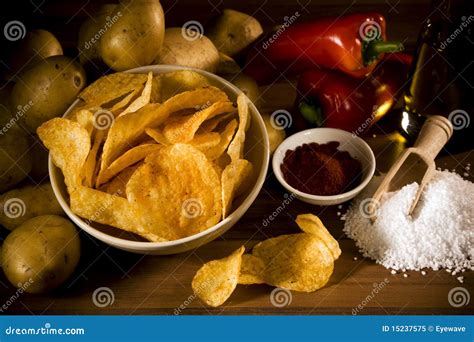 Handmade Organic Potato Chips Stock Image Image Of Potatoes Food