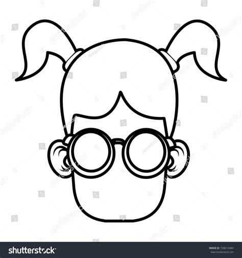 Cute Girl Glasses Cartoon Stock Vector Royalty Free 728619484