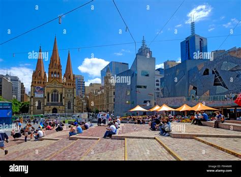 Federation Square Melbourne Australia Victoria Coastal Capital Stock