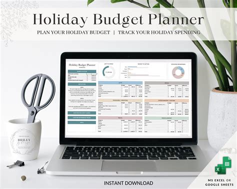 Holiday Budget Planner Excel Spreadsheet and Google Sheets Template