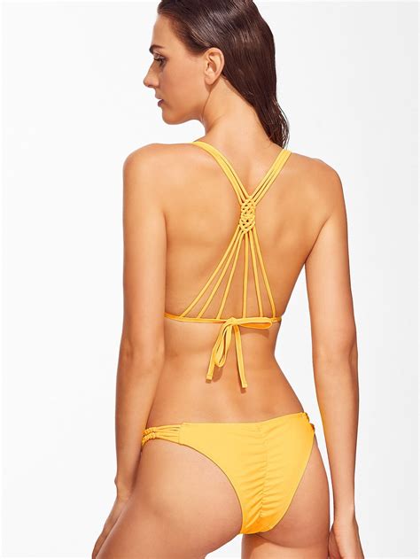 Braided Detail Strappy Back Bikini Set Shein Sheinside