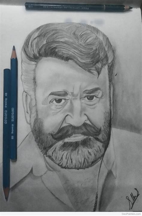 Pencil Drawing Of Mohanlal