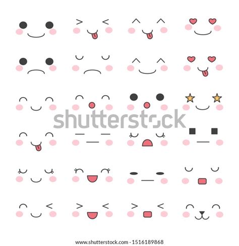 Kawaii Cute Faces Cartoon Doodle Drawing Stock Vector (Royalty Free ...