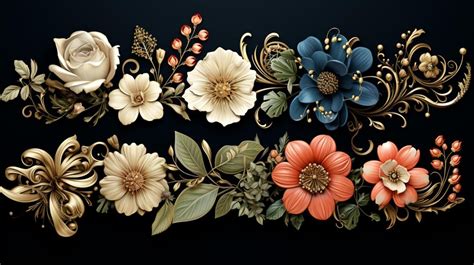 Premium AI Image | Floral dividers decoration elements mega collection pack