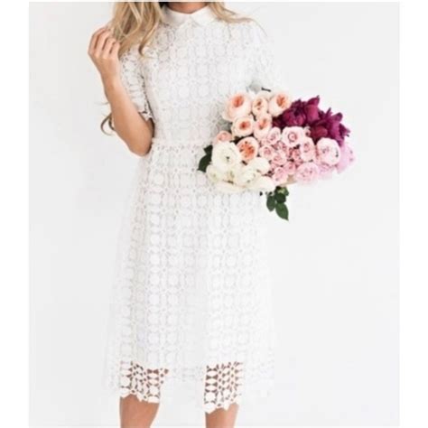 Jessakae Dresses Jessakae White Floral Lace Crochet Midi Dress