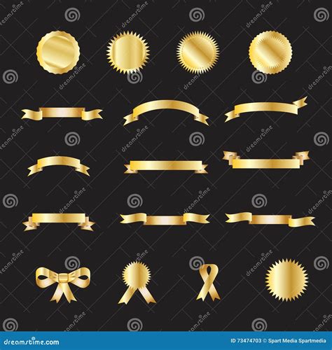 Set Of Gold Luxury Ribbons Stock Vector Illustration Of Design 73474703