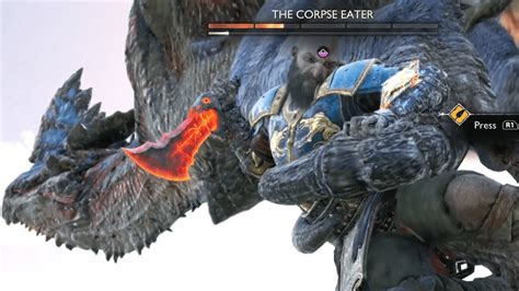 How Kratos Fights New Corpse Eater Dragon Boss God Of War Ragnarok