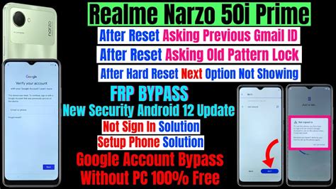 Realme Narzo 50i Prime Frp Bypass Without PC Android 12 Update Next