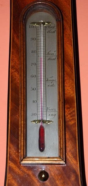 Antique 19th Century Mercury Barometer With Alcohol Thermometer And