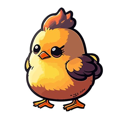 Style De Dessin Animé De Poulet Mignon Vecteur Premium